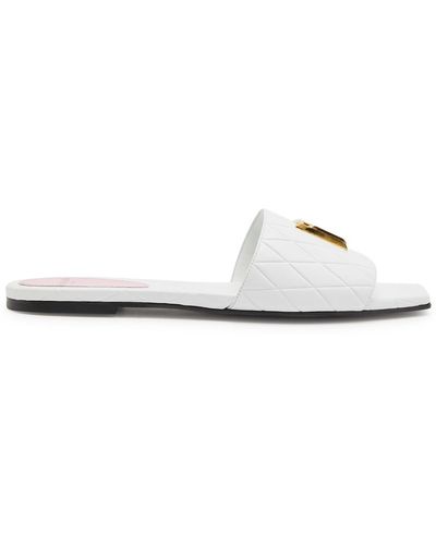 Balmain Dafne Logo Leather Sliders - White