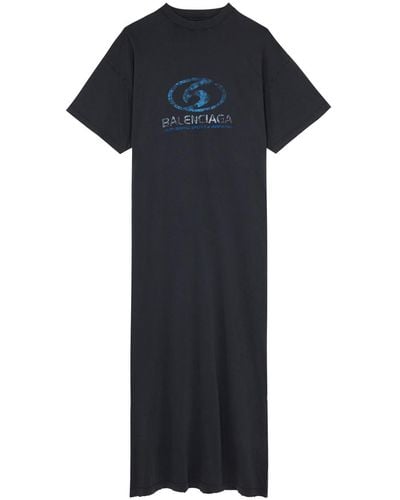 Balenciaga Logo-print Cotton Maxi T-shirt Dress - Black