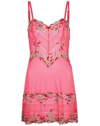 Wacoal Embrace Embroidered Lace-Panelled Chemise - Pink