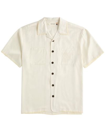 Honor The Gift Blanket Stitch Satin Shirt - White