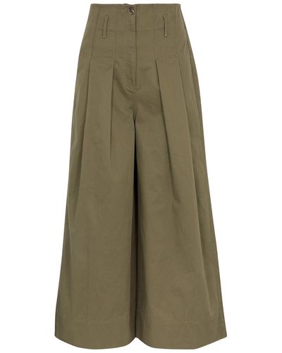 Merlette Dallas Wide-leg Cotton Trousers - Green