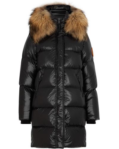 ARCTIC ARMY Fur-trimmed Quilted Shell Coat - Black