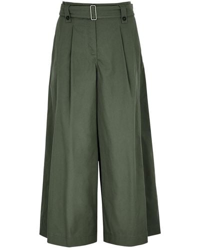 Weekend by Maxmara Recco Cropped Wide-leg Cotton Pants - Green