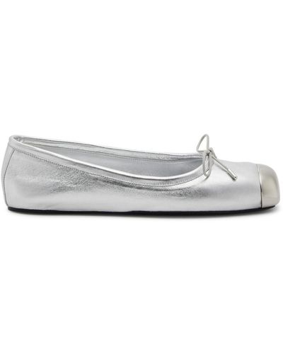 Alexander McQueen Metallic Leather Ballet Flats - White