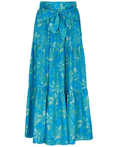 Hannah Artwear Lucca Floral-print Silk Maxi Skirt - Blue