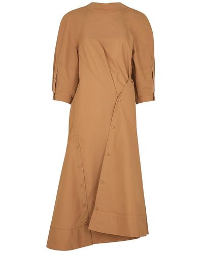 3.1 Phillip Lim Cotton-Blend Midi Dress - Brown