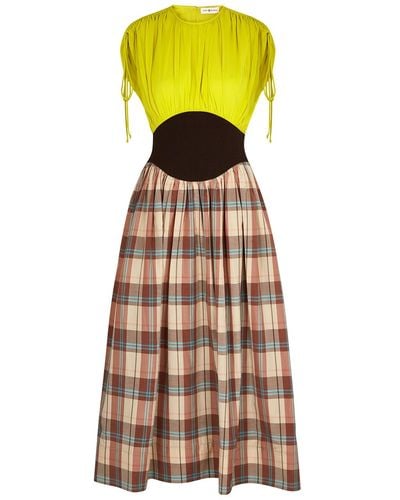 Tory Burch Paneled Silk-Chiffon Midi Dress - Yellow