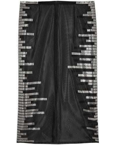 Nue Studio Pixel Crystal-embellished Mesh Midi Skirt - Black