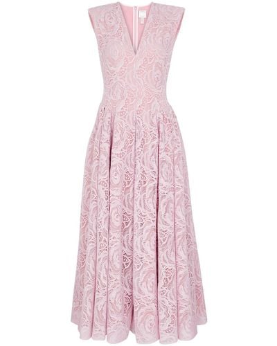 Huishan Zhang Claret Guipure Lace Maxi Dress - Pink