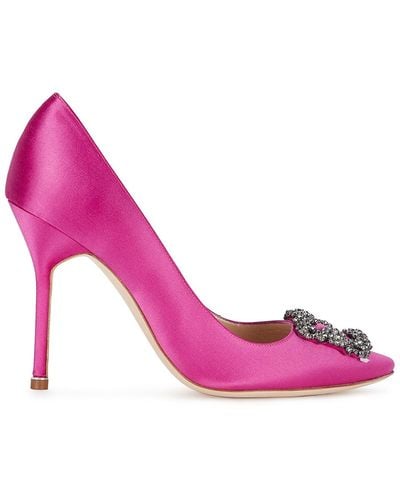 Manolo Blahnik Hangisi 105 Silk Satin Court Shoes - Pink
