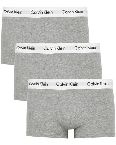 Calvin Klein Stretch-Cotton Low-Rise Trunks - Grey