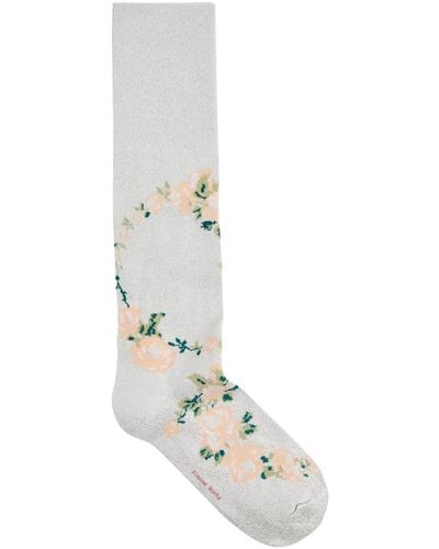 Simone Rocha Floral-intarsia Cotton-blend Socks - White