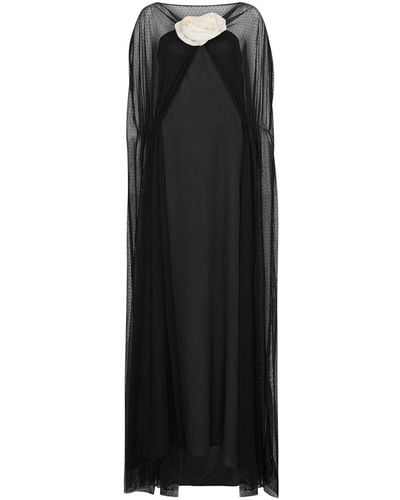 BERNADETTE Delphine Cape-effect Silk Gown - Black