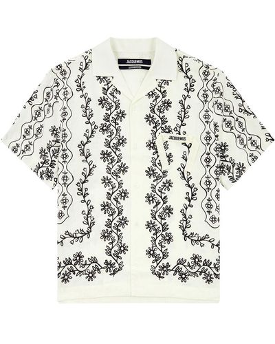 Jacquemus La Chemise Jean Floral-Print Linen Shirt - White