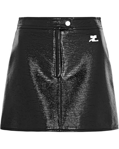 Courreges Logo Vinyl Mini Skirt - Black