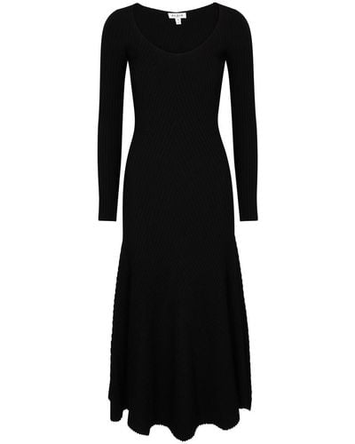Alaïa Alaïa Ribbed Stretch-knit Midi Dress - Black