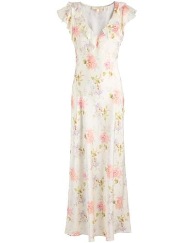 LoveShackFancy Kingley Floral-Print Silk-Satin Maxi Dress - Natural
