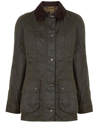 Barbour Beadnell Dark Waxed Cotton Jacket - Green
