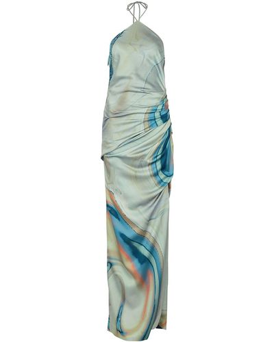 Jonathan Simkhai Hansel Printed Stretch-satin Gown - Blue