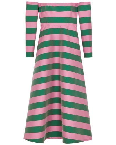 BERNADETTE Edie Striped Taffeta Maxi Dress - Green