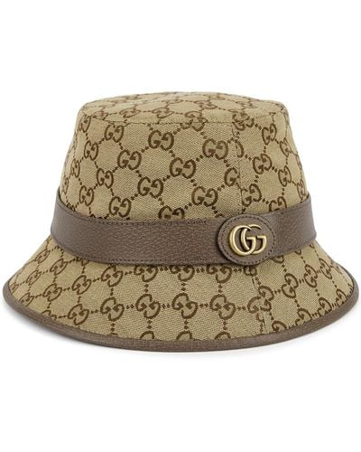 Gucci Gg Monogram Canvas Bucket Hat, , Bucket Hat, Canvas - Natural