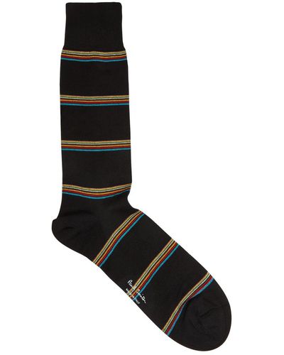 Paul Smith Striped Stretch-cotton Socks - Black