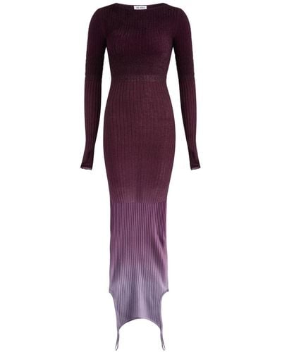 The Attico Dégradé Ribbed-Knit Maxi Dress - Purple