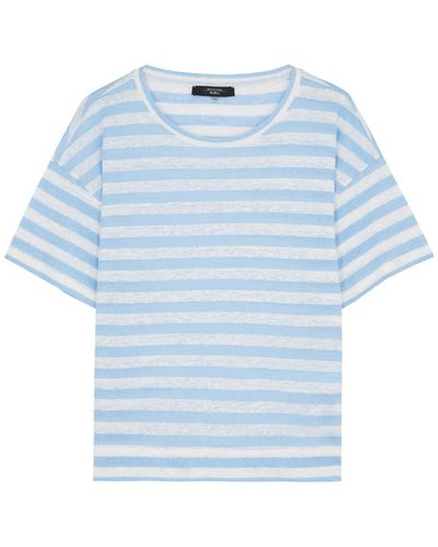 Weekend by Maxmara Falla Striped Linen T-Shirt - Blue
