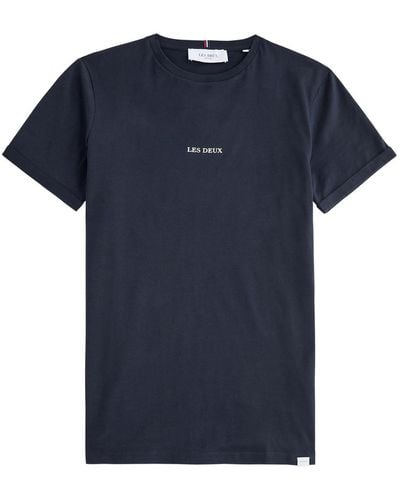 Les Deux Lens Logo Cotton T-Shirt - Blue