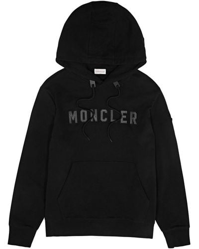 Moncler Logo Hooded Cotton Sweatshirt - Black
