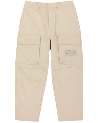 Stone Island Ghost Wide-Leg Cotton Cargo Trousers - Natural