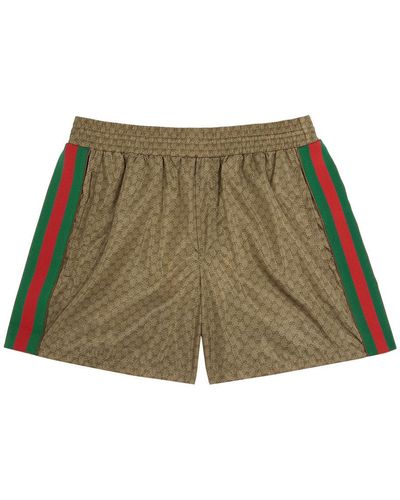 Gucci Gg Supreme Monogrammed Shell Swim Shorts, Shorts - Green