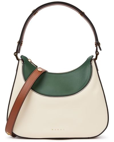 Marni Hobo Medium Paneled Leather Shoulder Bag - Green