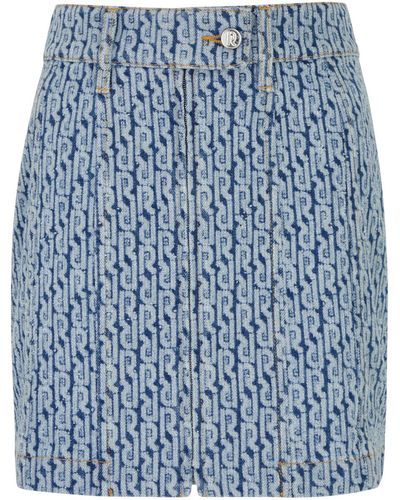 Rabanne Monogram-jacquard Denim Mini Skirt - Blue