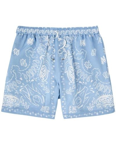 Amiri Printed Cotton-Blend Shorts - Blue