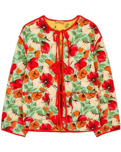 Kitri Theodora Floral-print Reversible Jacket - Red