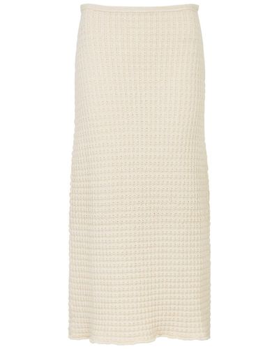Jil Sander Waffle-knit Cotton Midi Skirt - Natural