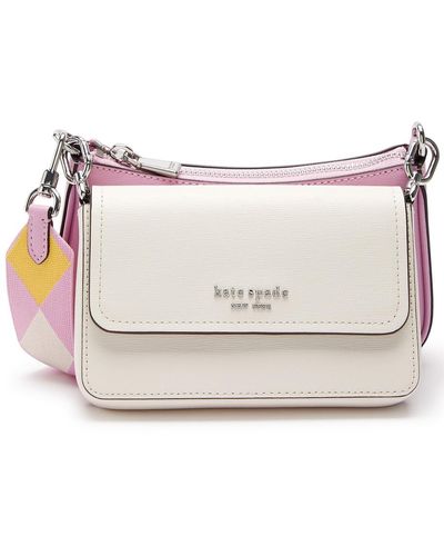 Kate Spade Double Up Colourblocked Leather Cross-body Bag - Grey