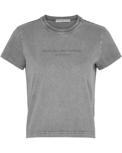 Alexander Wang Logo-Embossed Cotton T-Shirt - Grey