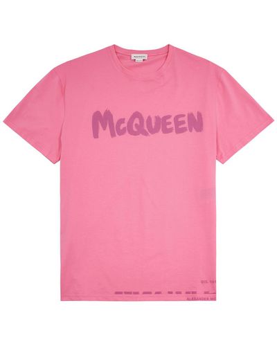 Alexander McQueen Logo-print Cotton T-shirt - Pink