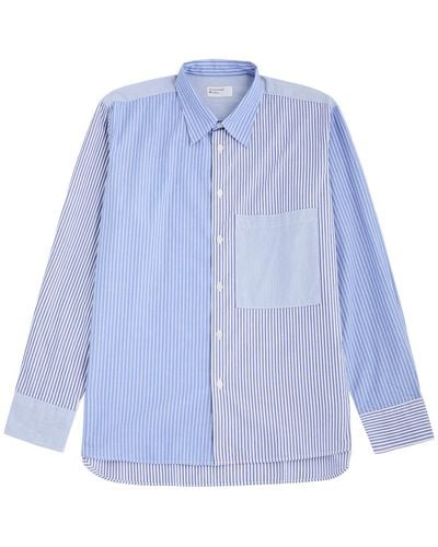 Universal Works Panelled Striped Cotton Shirt - Blue