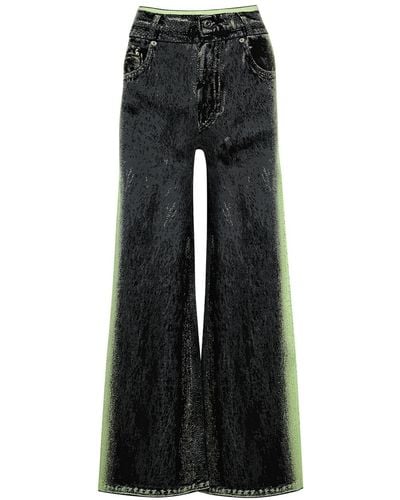 Ph5 Zahra Intarsia Stretch-knit Wide-leg Pants - Black