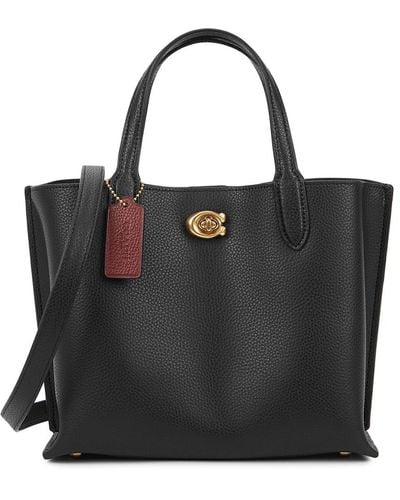 COACH Willow Grained Leather Top Handle Bag - Black