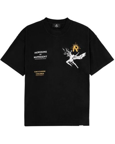 Represent Icarus Printed Cotton T-Shirt - Black