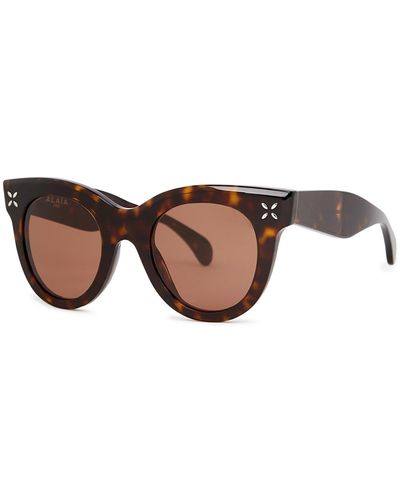 Alaïa Petal Tortoiseshell Round-frame Sunglasses - Brown
