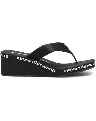 Alexander Wang 50 Logo Wedge Flip Flops - Black