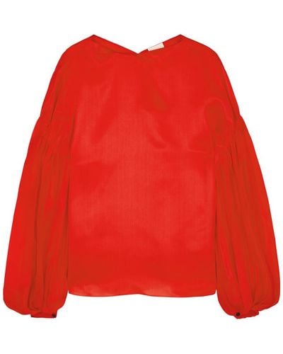Khaite Quico Oversized Silk-Organza Blouse - Red