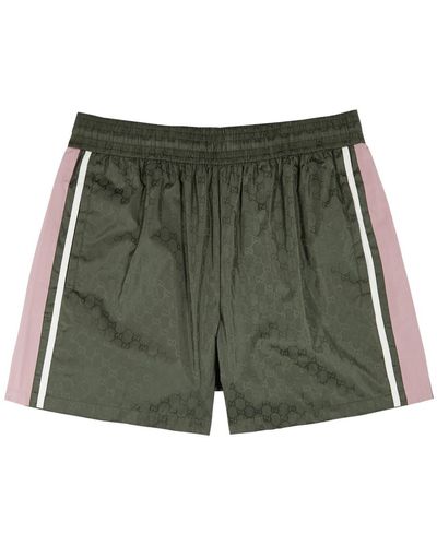 Gucci Logo-jacquard Shell Swim Shorts - Green