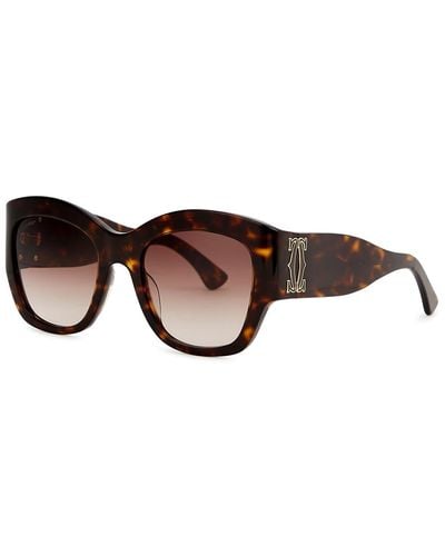 Cartier Signature C De Tortoiseshell Oversized Sunglasses - Brown