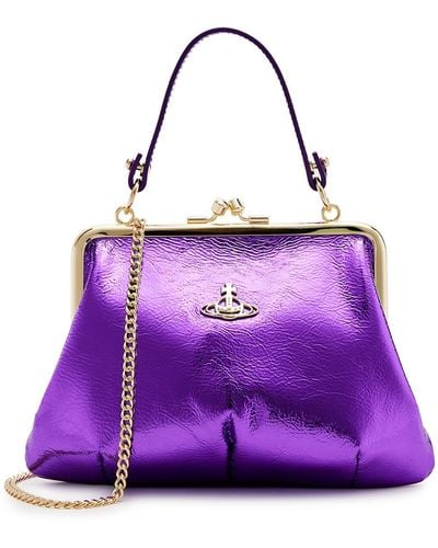 Vivienne Westwood Granny Metallic Vegan Leather Top Handle Bag - Purple